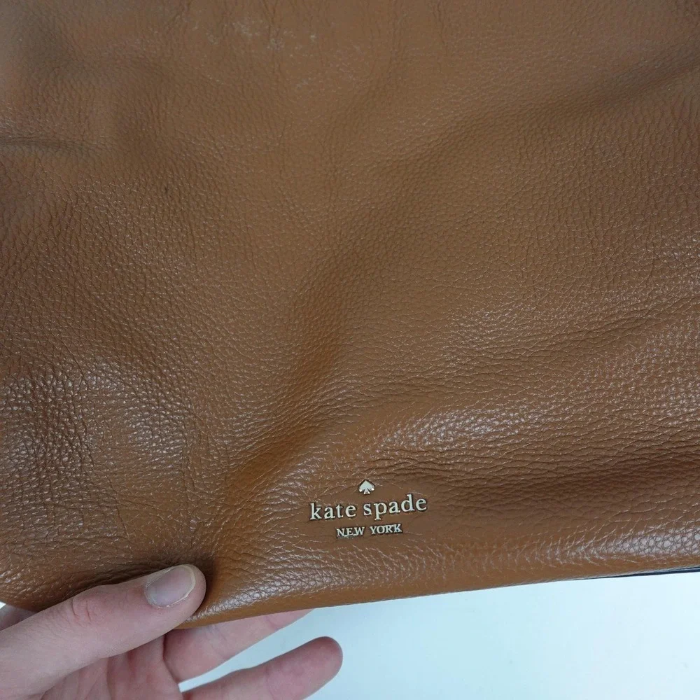 Kate Spade Hobo Bag Womens Medium Brown Pebbled Leather Shoulder Zip Top Purse